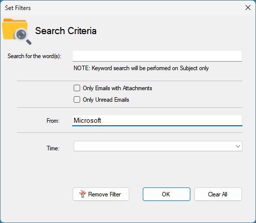 Search mailbox before bulk conversion to MSG