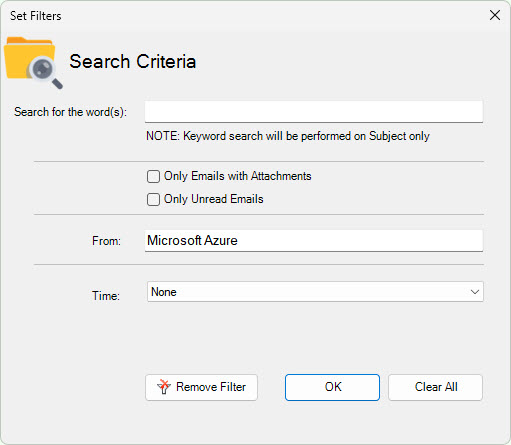 Search mailbox before bulk conversion to PDF