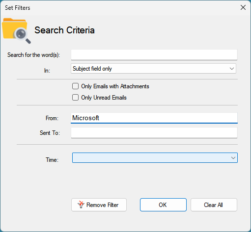 Search mailbox before bulk conversion to MBOX