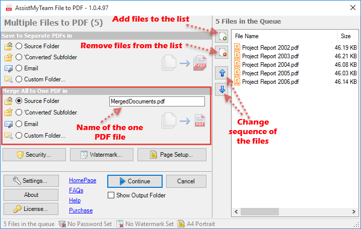 The Advanced options panel for PDF Converter plug-in