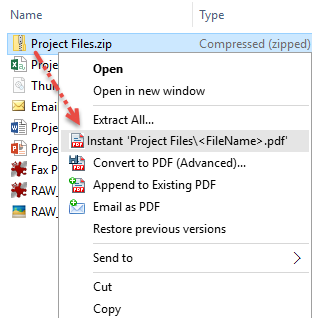 Save documents of a ZIP file to PDFs instantly