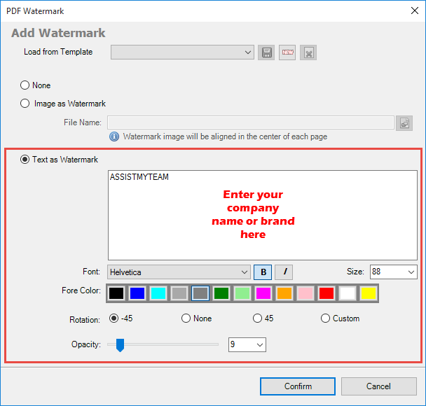 Add your name or brand as watermark to your PDF documents