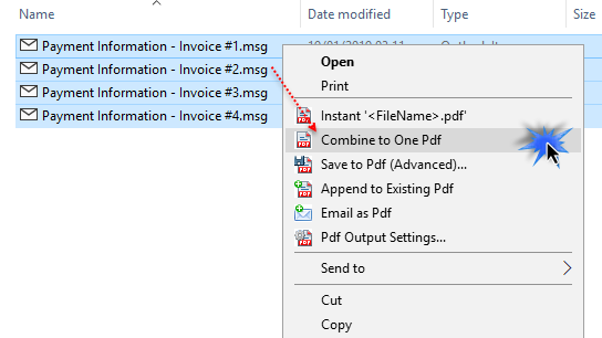 Combine and merge multiple MSG files to one long PDF file in a click