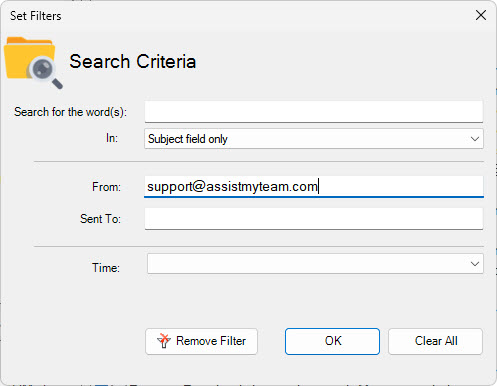 Search Mailbox before bulk conversion to PDF