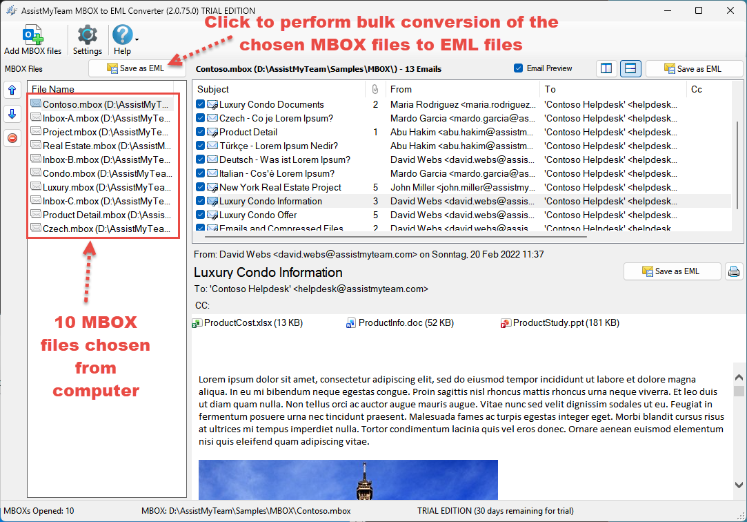 Convert MBOX files to MSGin bulk