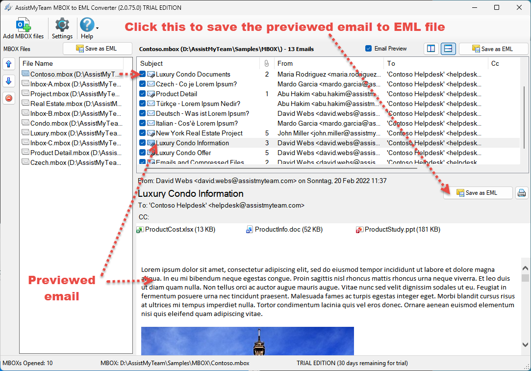 Convert Email of a MBOX to MSG