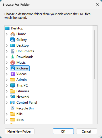 Save as PDF dialog box for converting MBOX files to MSG