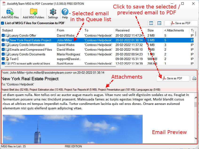 Convert MSG Email to PDF