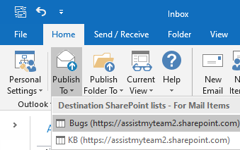 Publisher add-in UI in Outlook ribbon