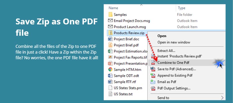 Combine documents within a ZIP file to One PDF file
